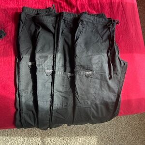 Cherokee Workwear (Set of 4!!) Bootcut Straight Leg Black Scrub Pants Size Small